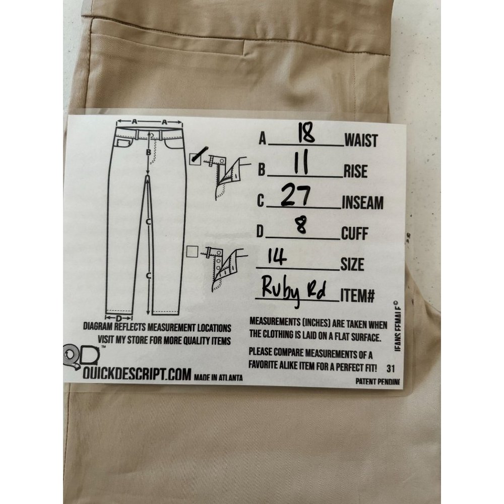 Ruby Rd NWOT Sz 14 Beige Woman Dress Pants - Picture 2 of 8
